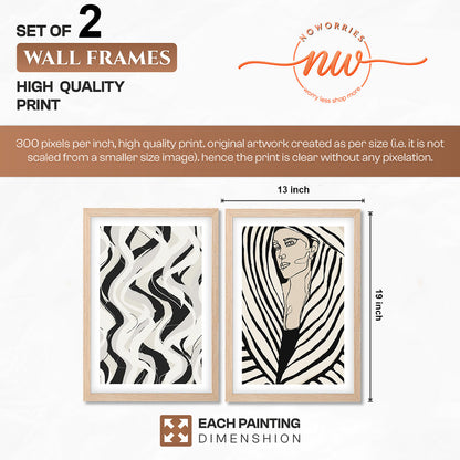 Black & White Abstract Woman Wall Art Set
