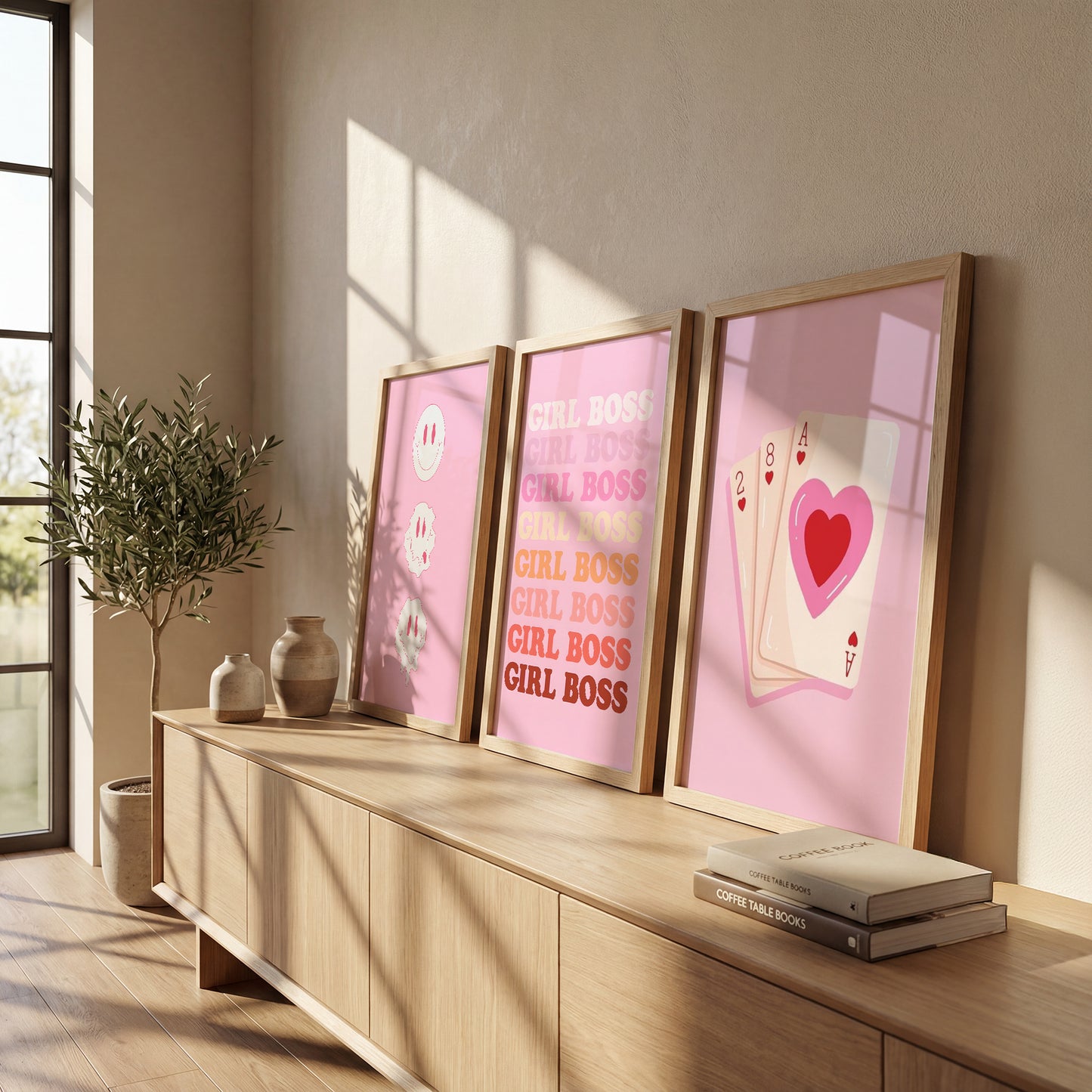 Pink Girl Boss Wall Art Set