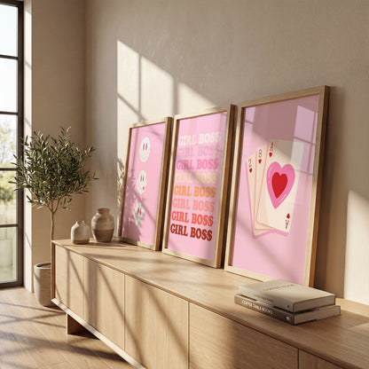 Pink Girl Boss Wall Art Set