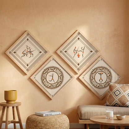 Warli Heritage Wall Art Set of 4