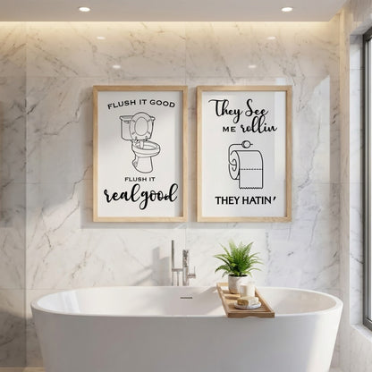 Funny Bathroom Quotes Set of 2