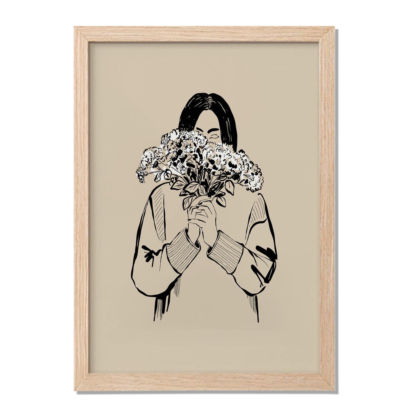 Minimalist Floral Girl Line Art Framed Poster