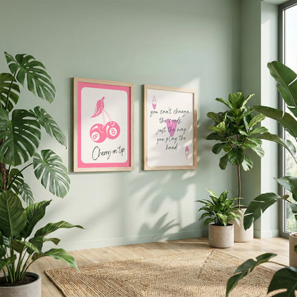 Cherry & Motivational Typography Print Set