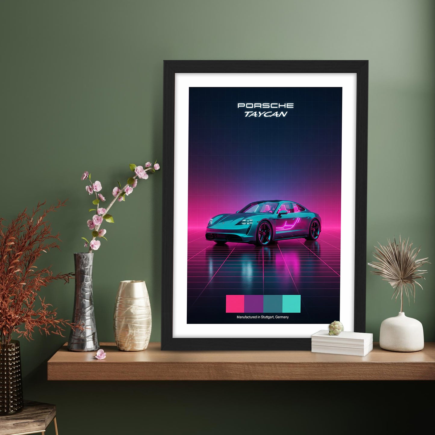 Porsche Taycan Synthwave Wall Frame