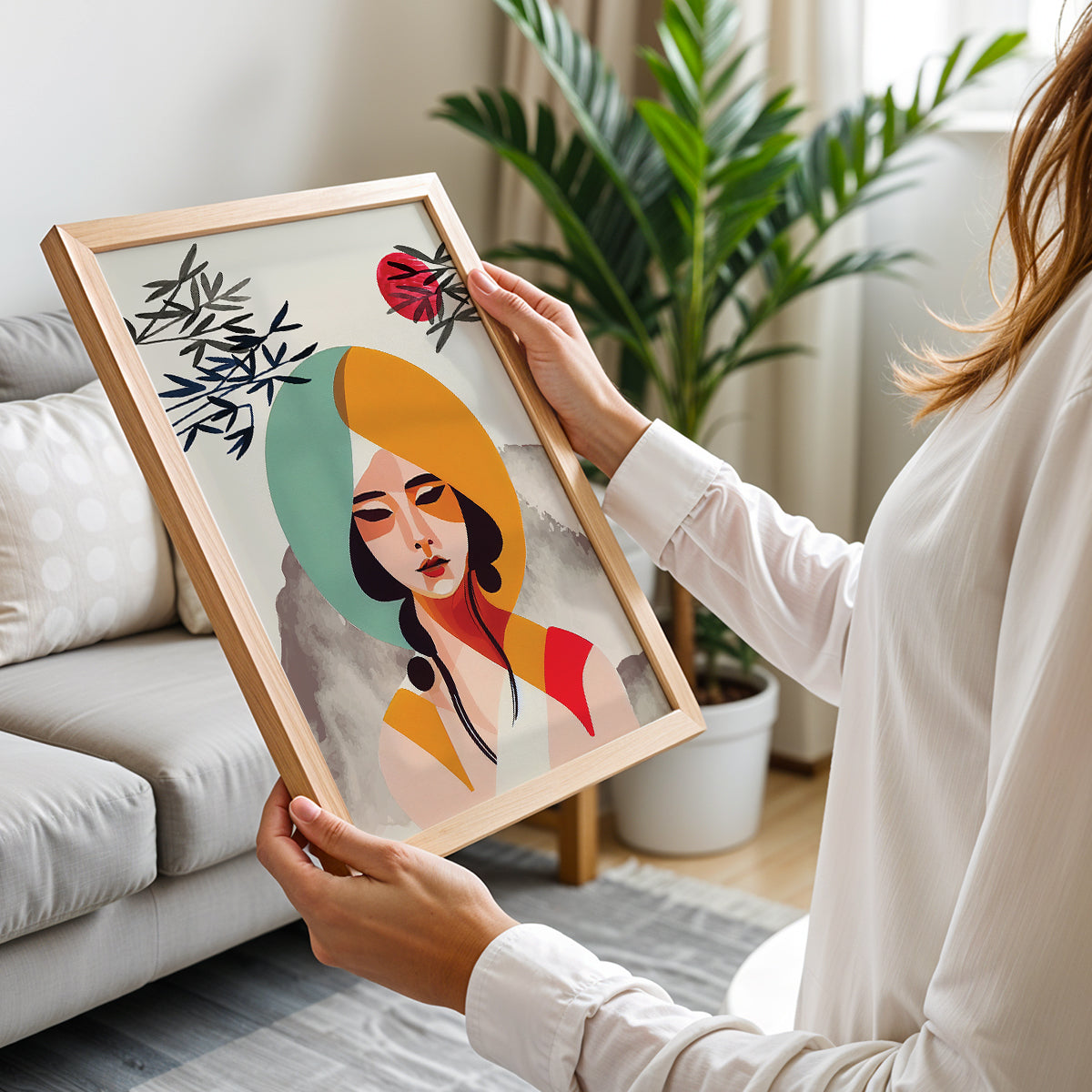 Modern Abstract Woman Portrait Framed Wall Decor
