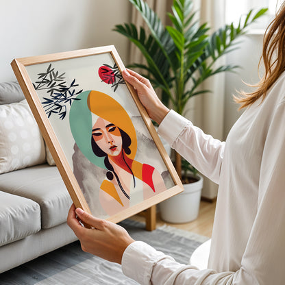 Modern Abstract Woman Portrait Framed Wall Decor