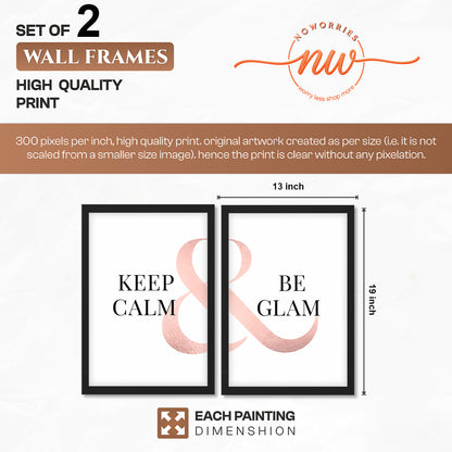 Keep Calm & Be Glam Chic Wall Art Set of 2