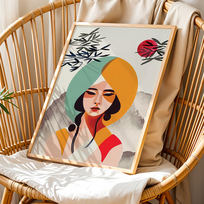 Modern Abstract Woman Portrait Framed Wall Decor