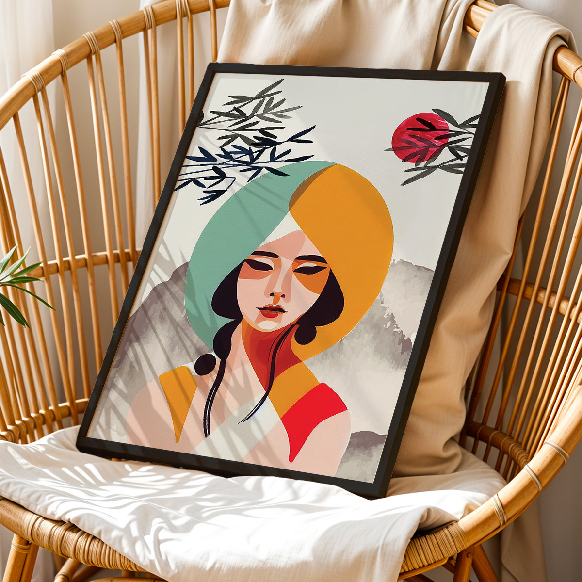 Modern Abstract Woman Portrait Framed Wall Decor