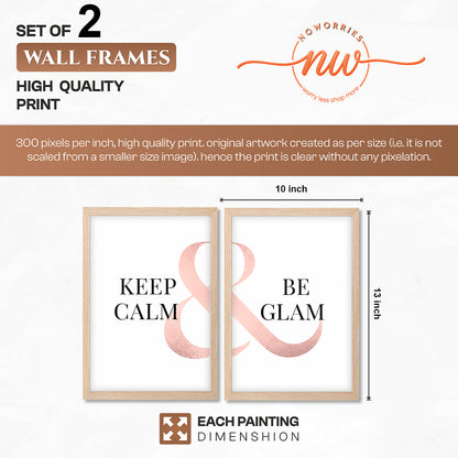 Keep Calm & Be Glam Chic Wall Art Set of 2