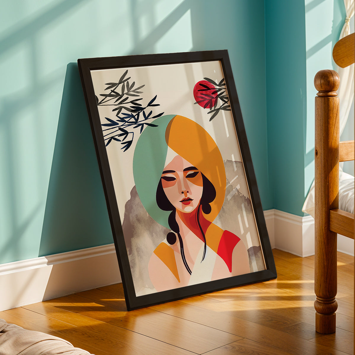Modern Abstract Woman Portrait Framed Wall Decor