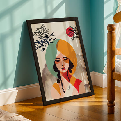 Modern Abstract Woman Portrait Framed Wall Decor