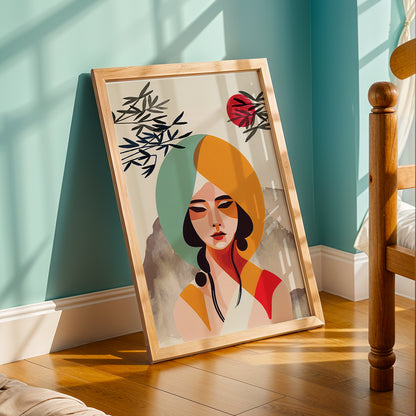 Modern Abstract Woman Portrait Framed Wall Decor