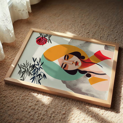 Modern Abstract Woman Portrait Framed Wall Decor