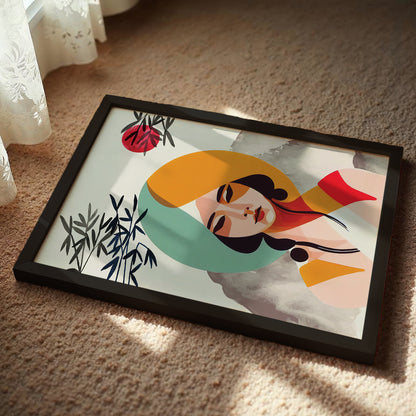 Modern Abstract Woman Portrait Framed Wall Decor