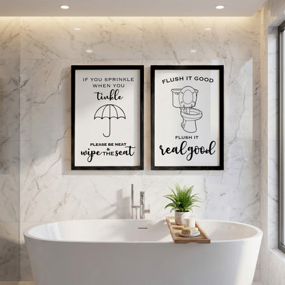 Flush It Good Bathroom Wall Decor Set of 2