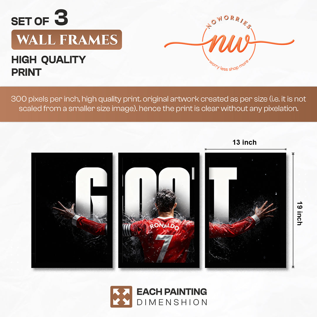Cristiano Ronaldo GOAT Wall Art Set of 3