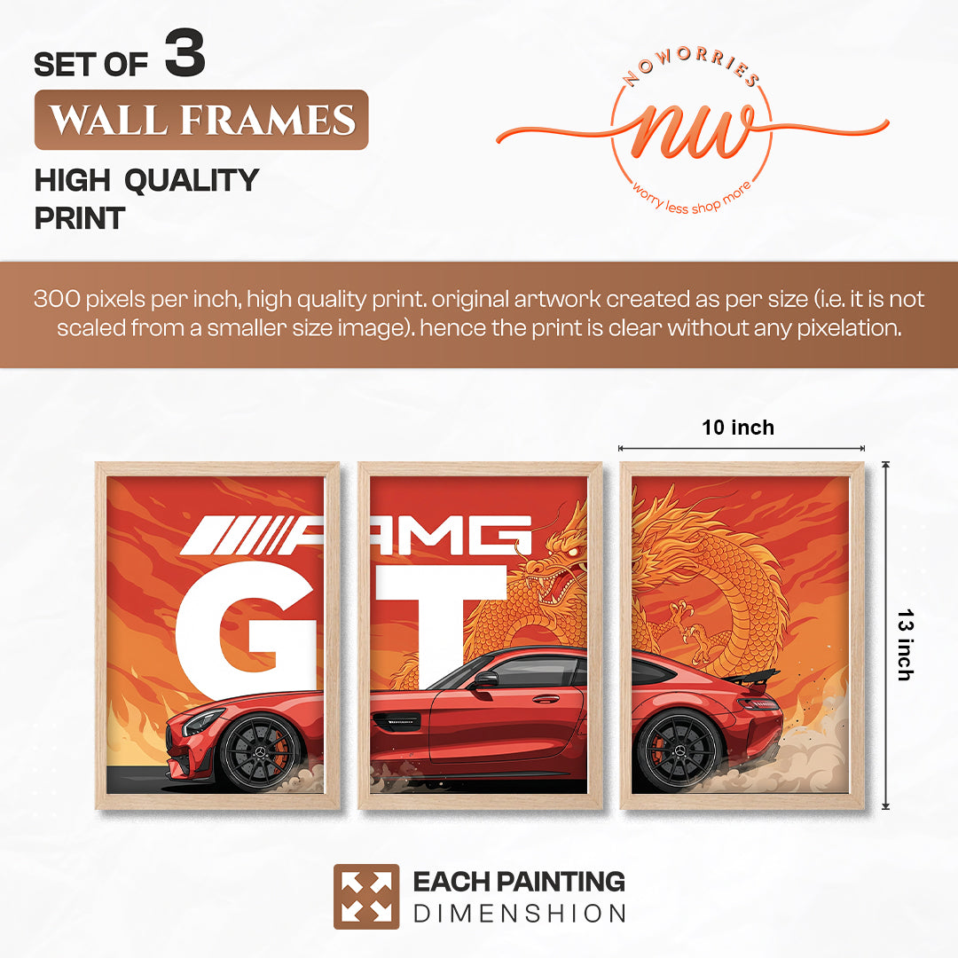 AMG GT Dragon Wall Frame Set of 3