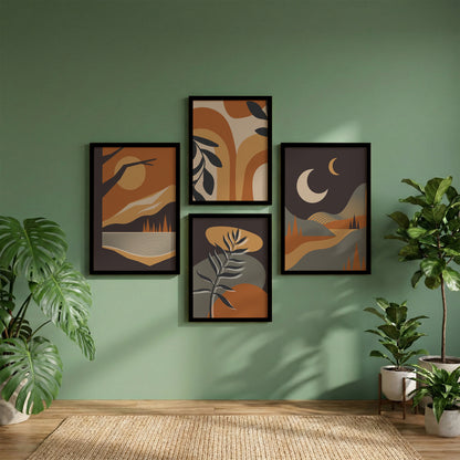 Abstract Boho Landscape Wall Art Set of 4