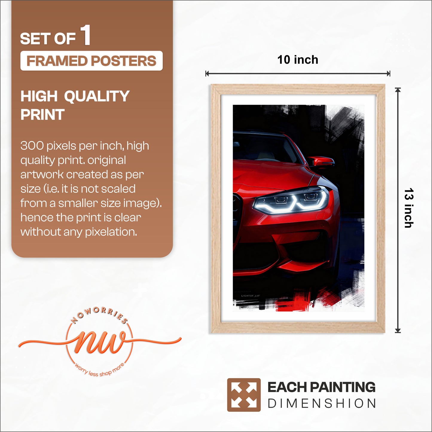 Neon Drift Car Wall Frame Set