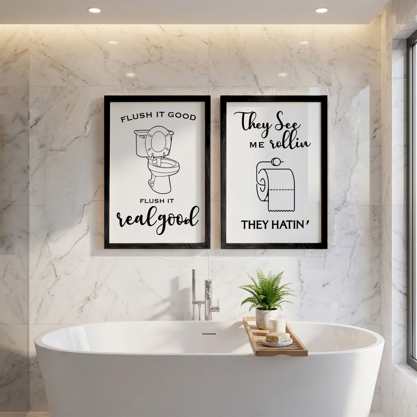Funny Bathroom Quotes Set of 2
