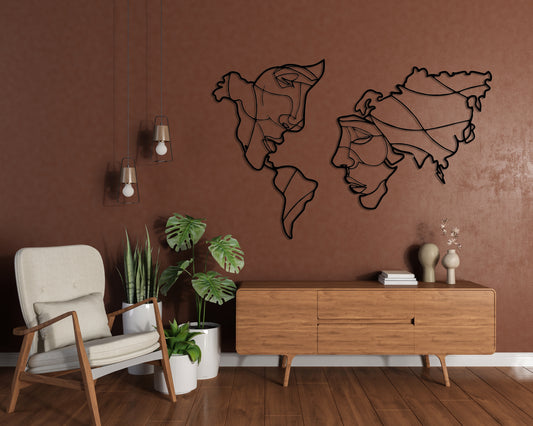 Abstract Faces Pinewood Wall Art