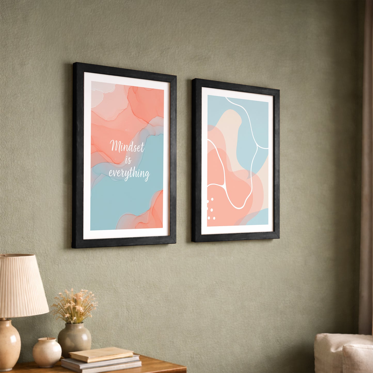 Mindset Is Everything Abstract Wall Art Set of 2