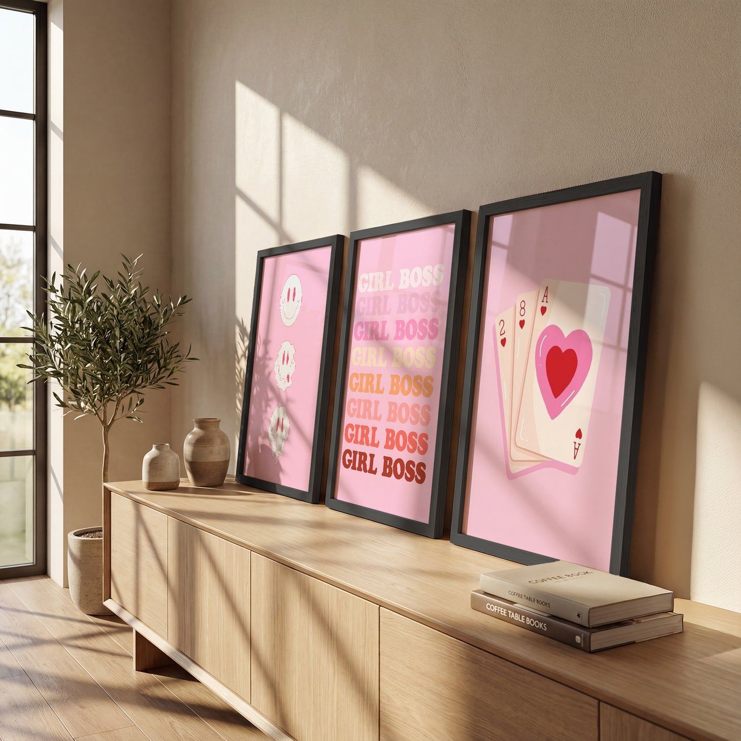 Pink Girl Boss Wall Art Set