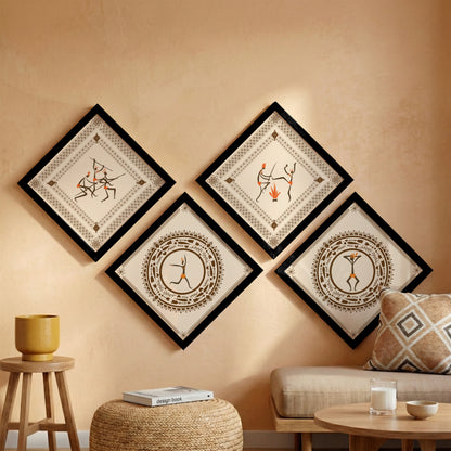 Warli Heritage Wall Art Set of 4