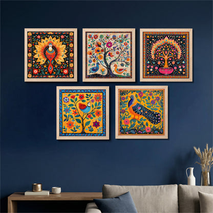 Folk Garden Wall Art Set of 6