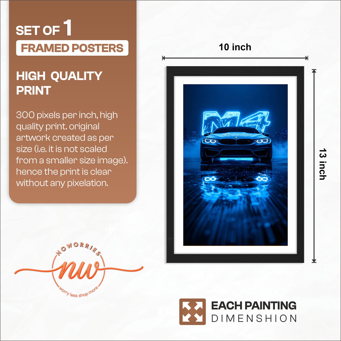 BMW M4 Neon Nights Wall Frame