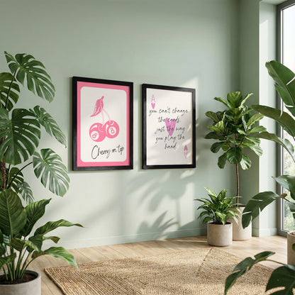 Cherry & Motivational Typography Print Set
