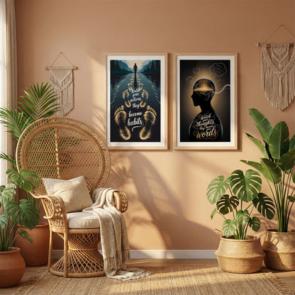 Mindset Motivation Wall Art Set of 2