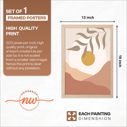 Minimalist Golden Sun Leaf Wall Art – Set of 1