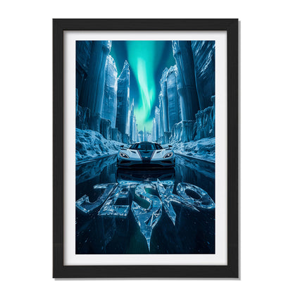 Jesko Arctic Hypercar Wall Frame