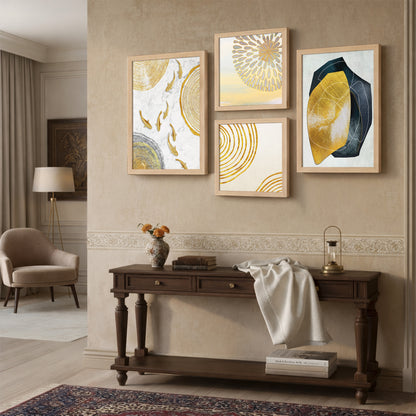 Modern Gold Abstract Wall Art Set of 4