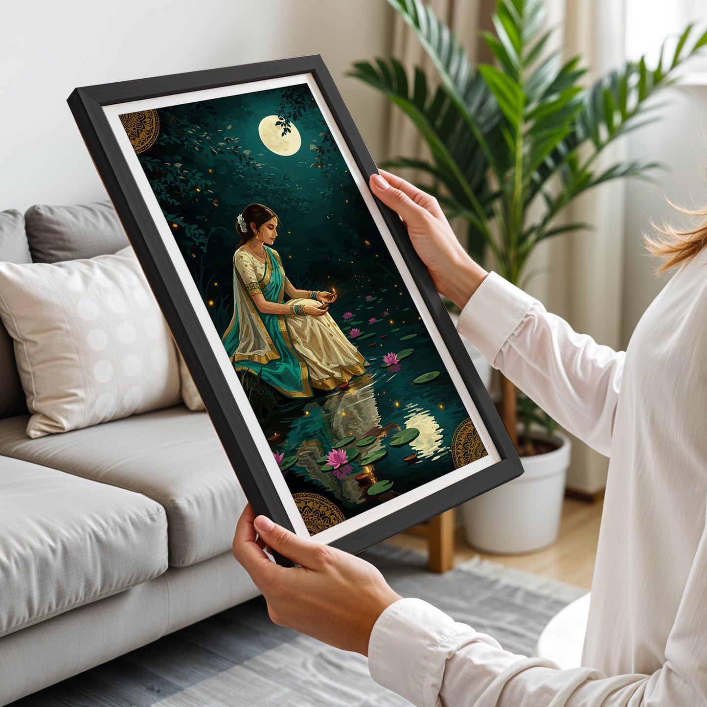 Moonlit Lotus Serenity Wall Art