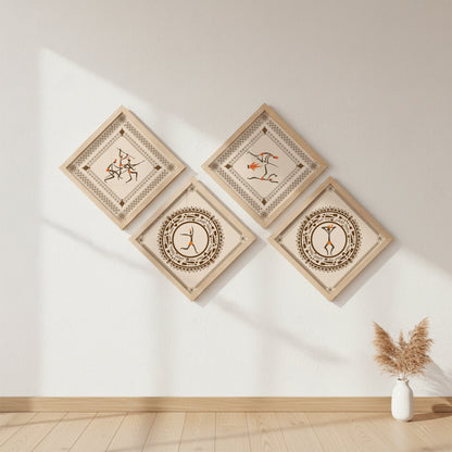 Warli Heritage Wall Art Set of 4