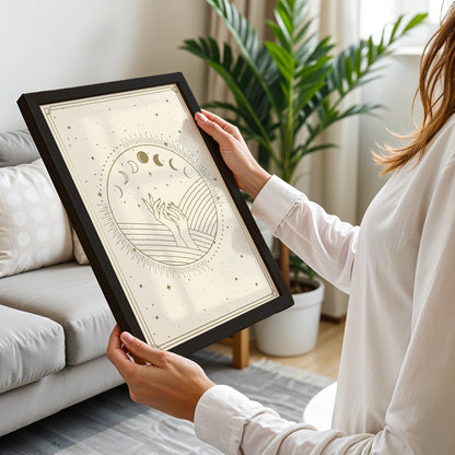 Celestial Moon Phase Hands Mystic Wall Art