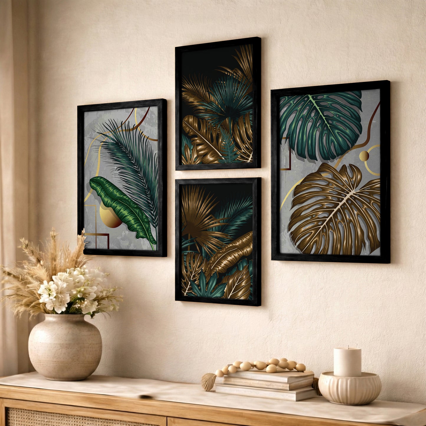 Tropical Botanical Wall Art Set of 4