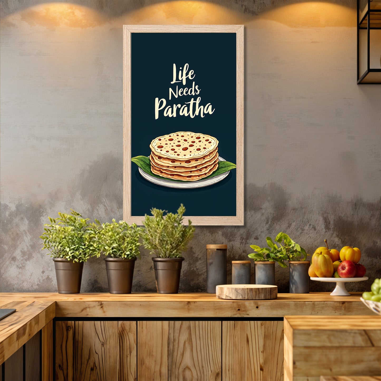 Life Needs Paratha Wall Frame Set of 1