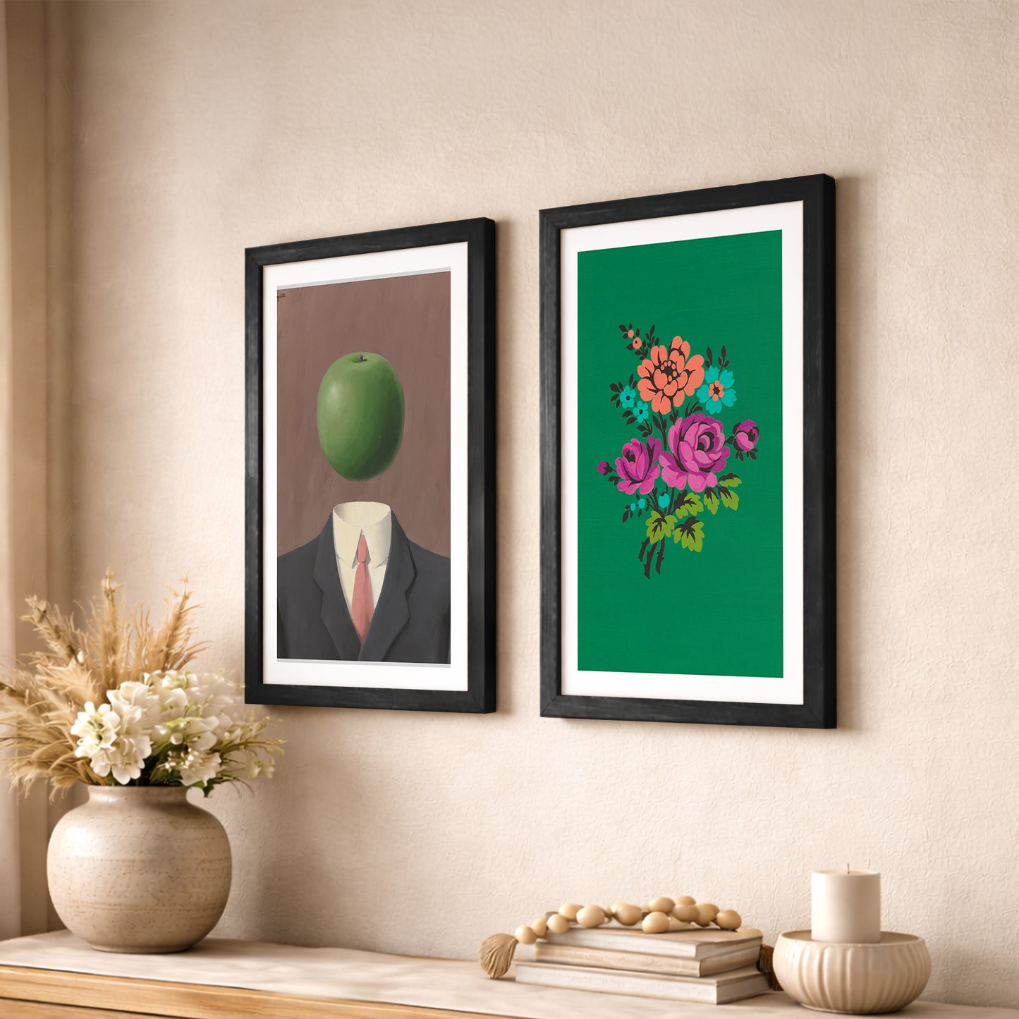 Surreal Apple & Floral Wall Art Set