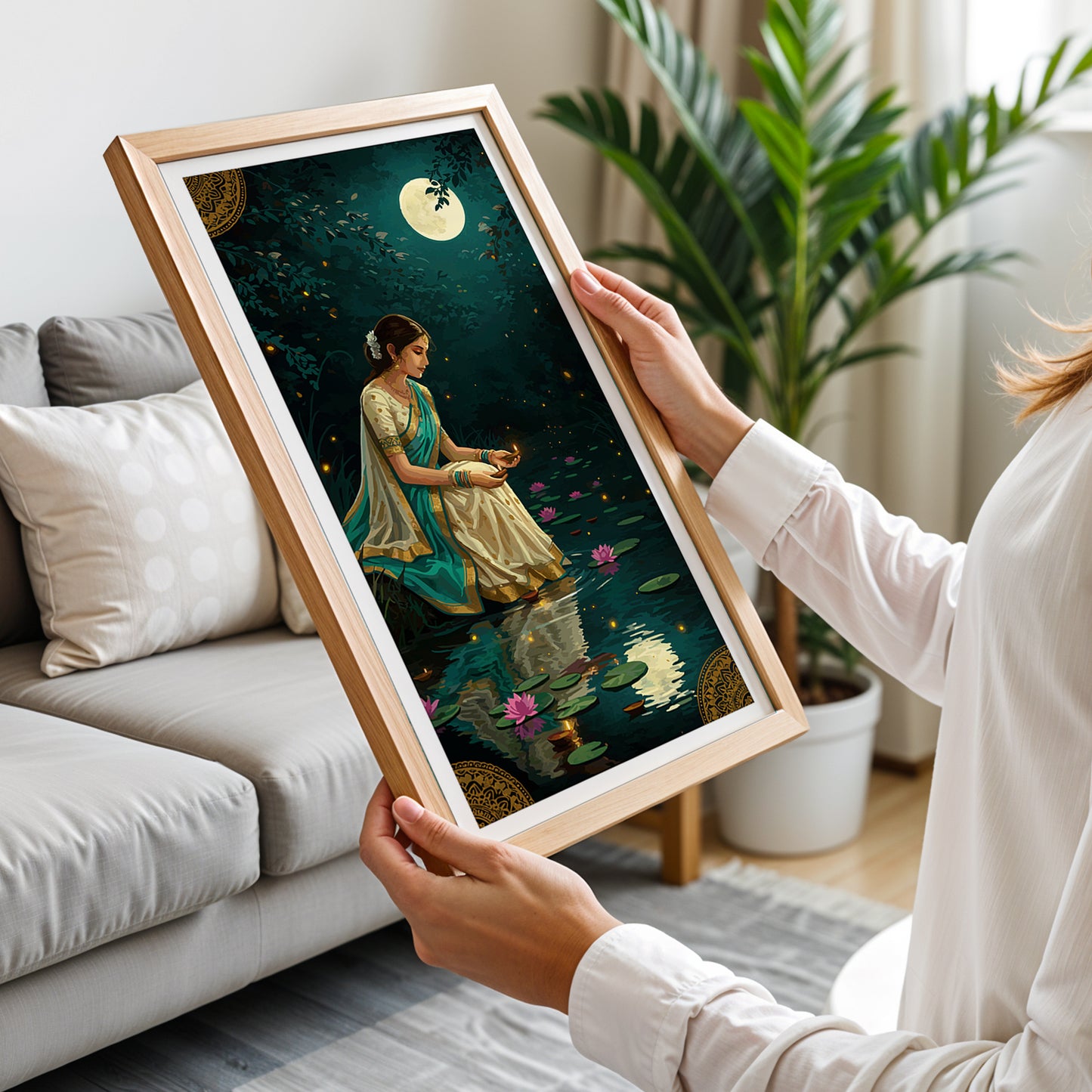 Moonlit Lotus Serenity Wall Art