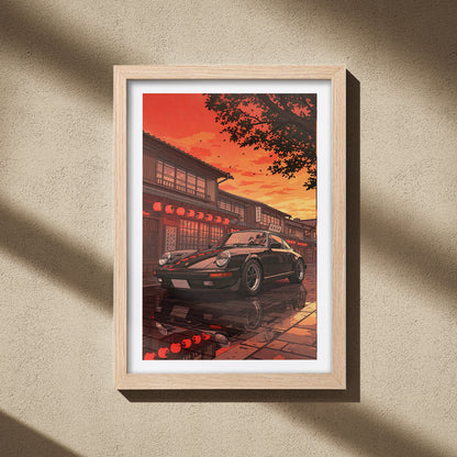 Porsche Street Reflections Wall Frame