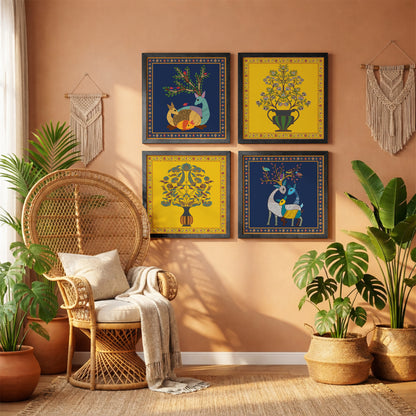 Folk Flora Wall Decor Set of 4