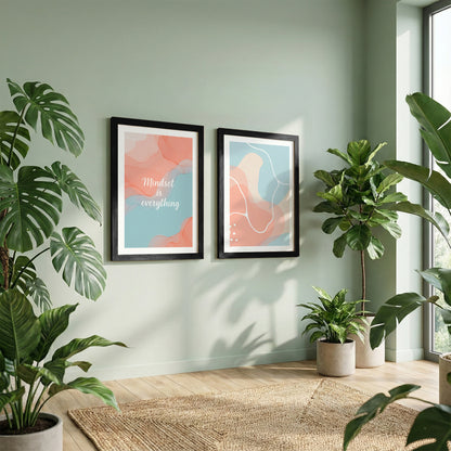 Mindset Is Everything Abstract Wall Art Set of 2