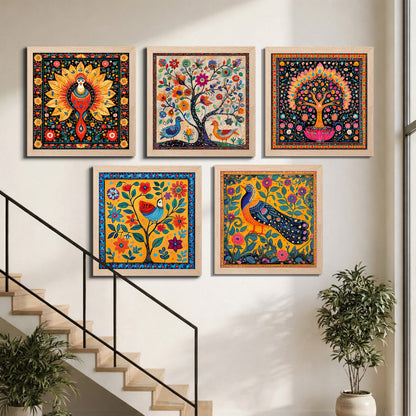 Folk Garden Wall Art Set of 6