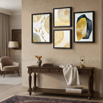 Modern Gold Abstract Wall Art Set of 4