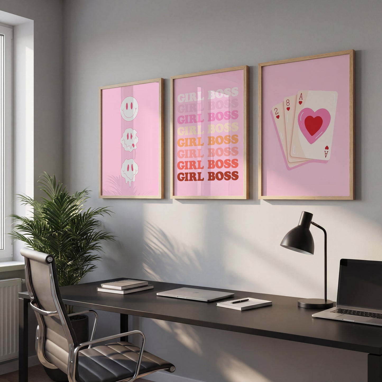 Pink Girl Boss Wall Art Set