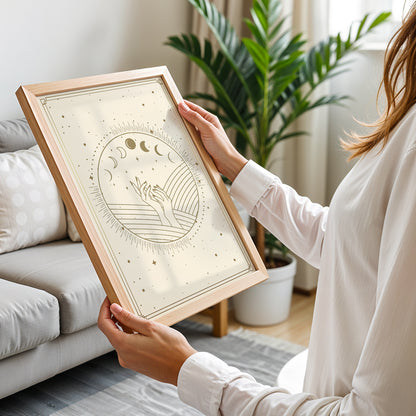 Celestial Moon Phase Hands Mystic Wall Art